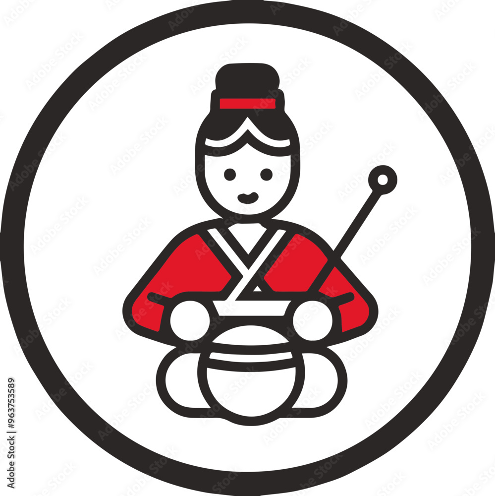 Traditional dancer character icon wearing hanbok Traditional dancer character icon wearing hanbok