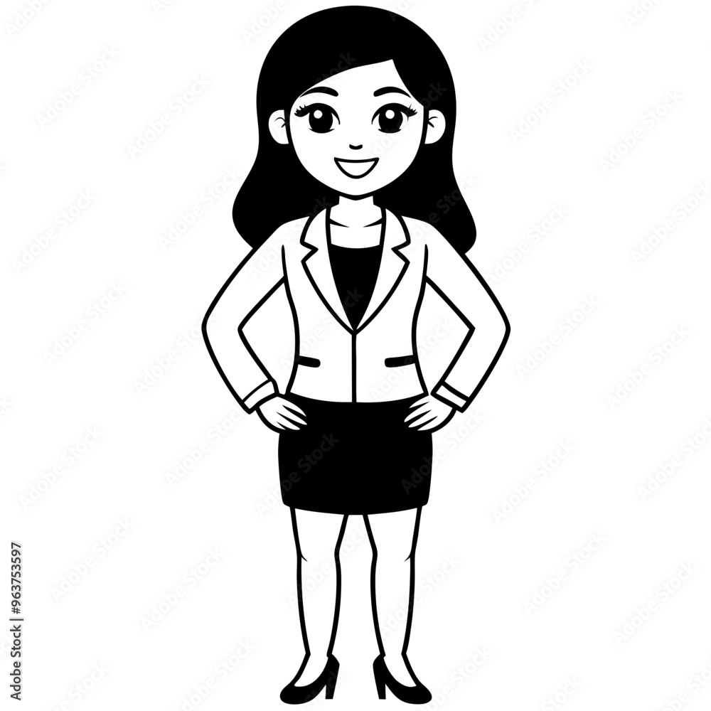 Fototapeta premium cartoon business woman, generative AI
