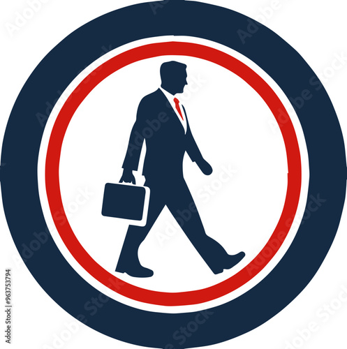 Traffic safety sign icon of a man walking in a hurry