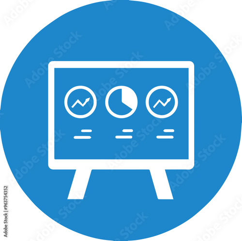 Screen and graph icons for presentations and statistical analysis