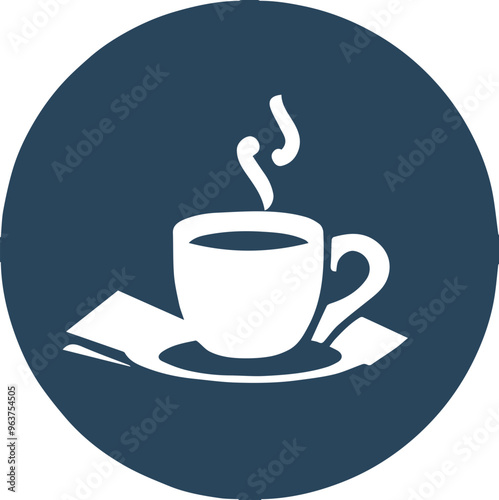 Coffee cup icon, beverage and relaxation related visual elements