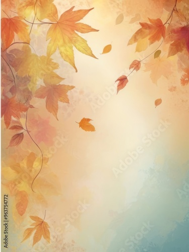 Autumn Leaves Background with Warm Tones and Copy Space