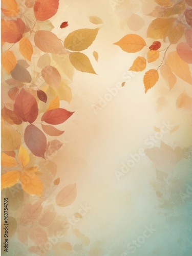Autumn Leaves Background with Warm Tones and Copy Space