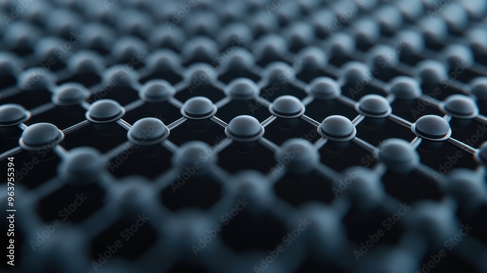 Obraz premium A close up of a black and white image of a grid of small spheres