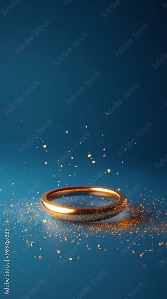 Dreamlike world of floating golden ring Dreamlike world of floating golden ring