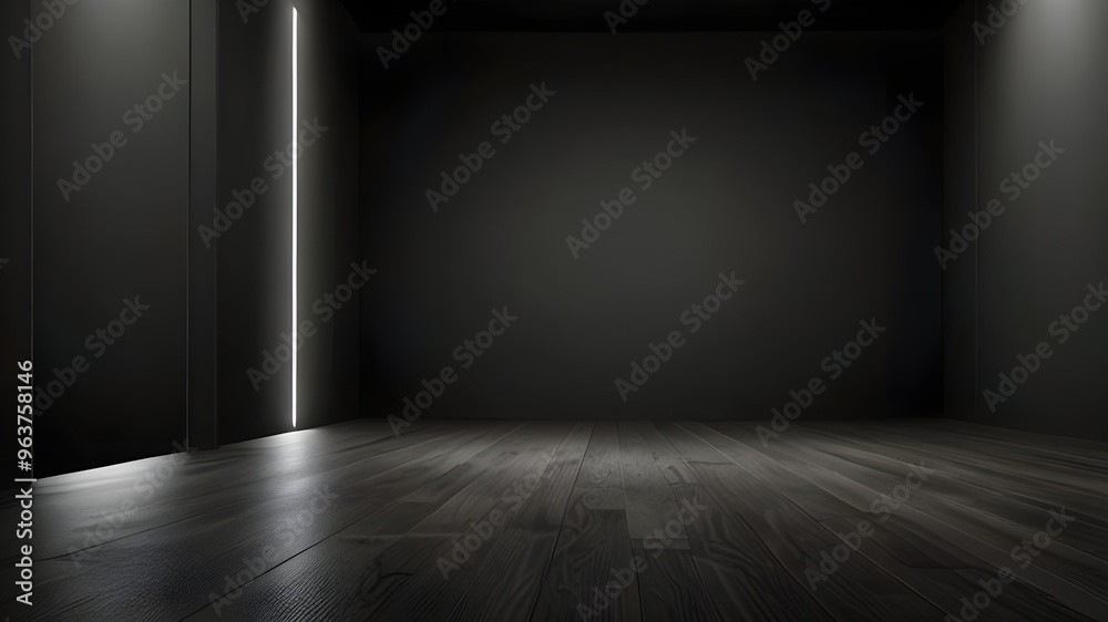 perspective floor backdrop black room studio with gray gradient spotlight backdrop background for display your product or artwork Generative AI