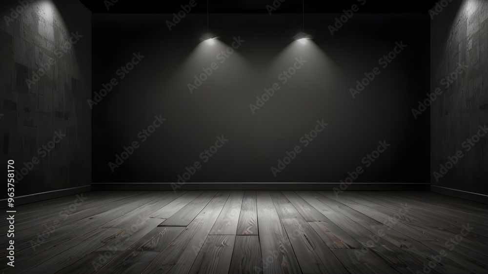 perspective floor backdrop black room studio with gray gradient spotlight backdrop background for display your product or artwork Generative AI perspective floor backdrop black room studio with gray gradient spotlight backdrop background for display your product or artwork Generative AI