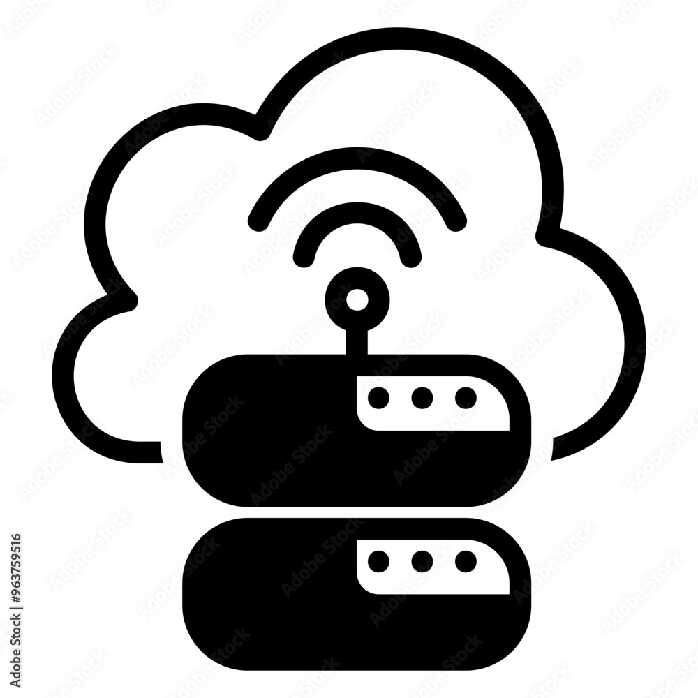 Cloud storage black glyph style icon Cloud storage black glyph style icon