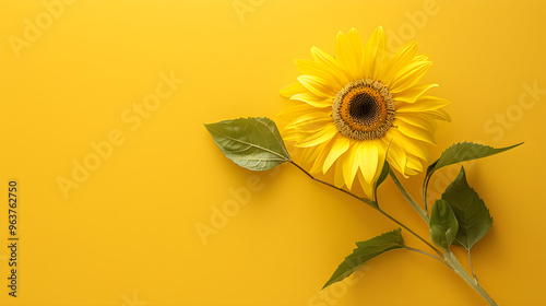 Vibrant yellow sunflower contrasts beautifully against a mustard yellow background in a stunning display.