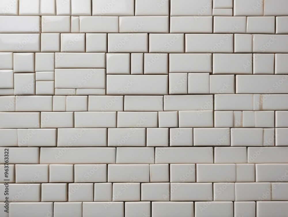White Ceramic Tile Wall with Varied Size and Arrangement White Ceramic Tile Wall with Varied Size and Arrangement