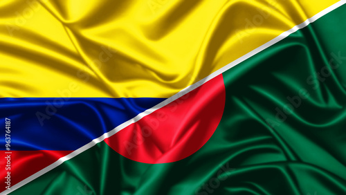 United waving flag of Colombia and Bangladesh