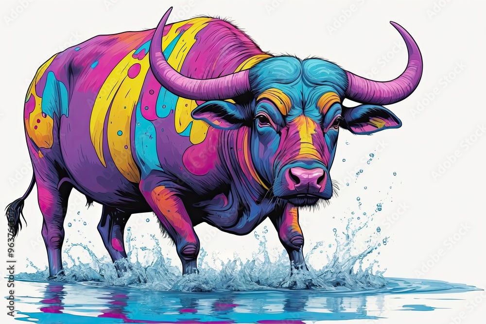 Obraz premium Pop Art Buffalo: Pop Art depiction of a buffalo