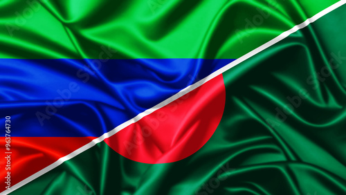 United waving flag of Dagestan and Bangladesh