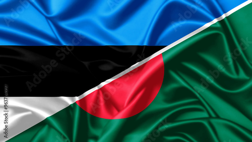United waving flag of Estonia and Bangladesh
