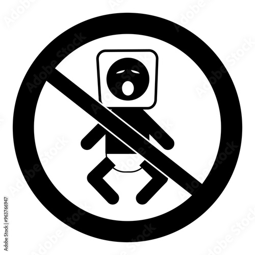 Plastic bag warning sign icon, danger of suffocation. To avoid the danger of suffocation, keep away from babies and children, vector illustration.
