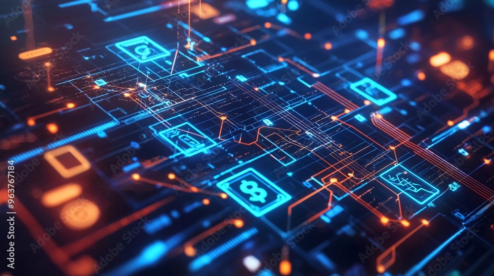 fintech icon on abstract financial technology nice background fintech icon on abstract financial technology nice background