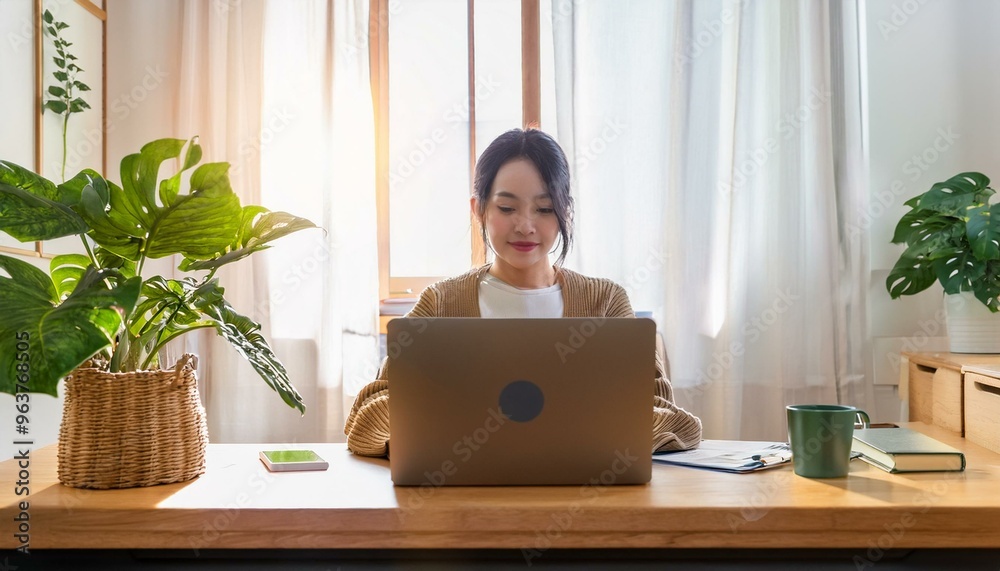 © ochikosan - ノートパソコンを使って在宅勤務をしいている若いアジア人女性(Young Asian woman working from home using laptop) © ochikosan - ノートパソコンを使って在宅勤務をしいている若いアジア人女性(Young Asian woman working from home using laptop)