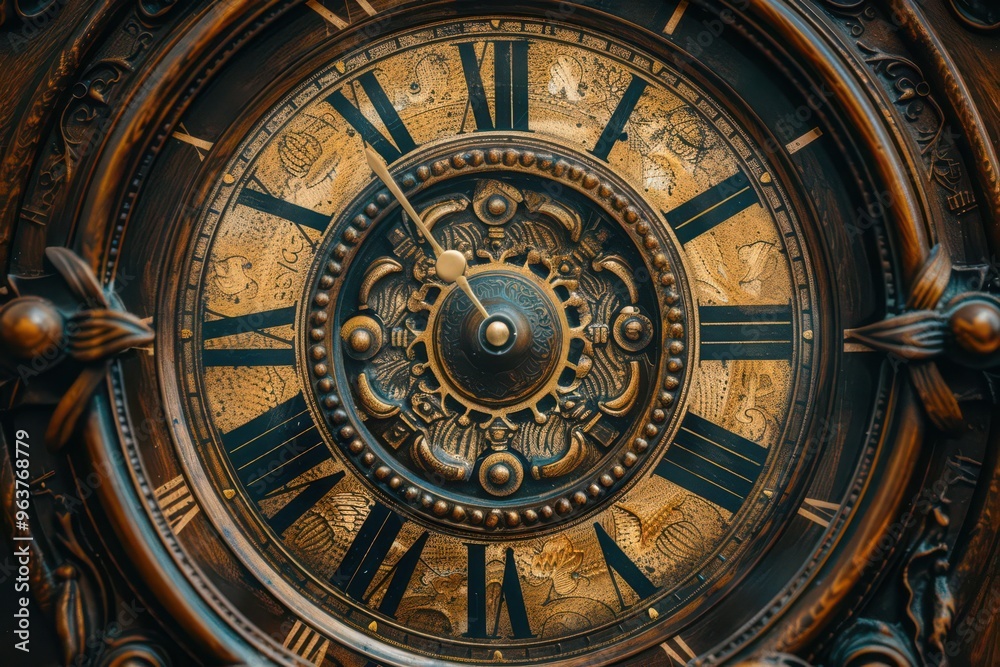 Fototapeta premium Vintage clocks with intricate details, vintage style, timeless elegance