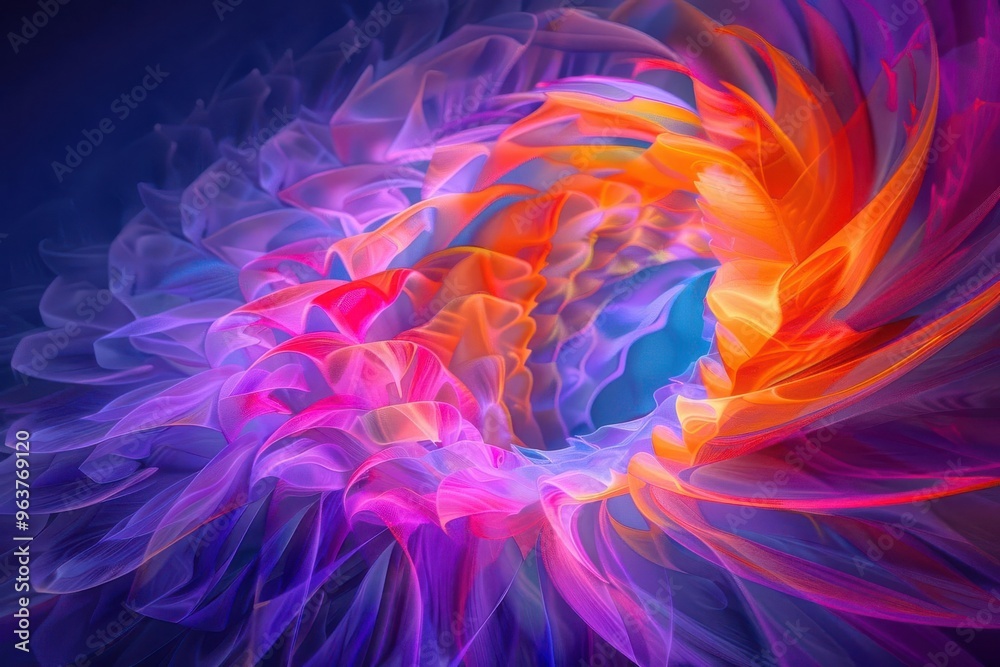 Fototapeta premium Abstract digital fractals with vibrant colors, tech background, mathematical beauty