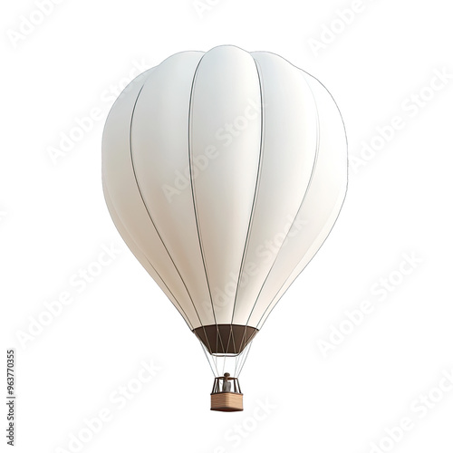 3d Render of White Hot Air Balloon on , Digital Art. Isolated on a Transparent Background. Cutout PNG.
