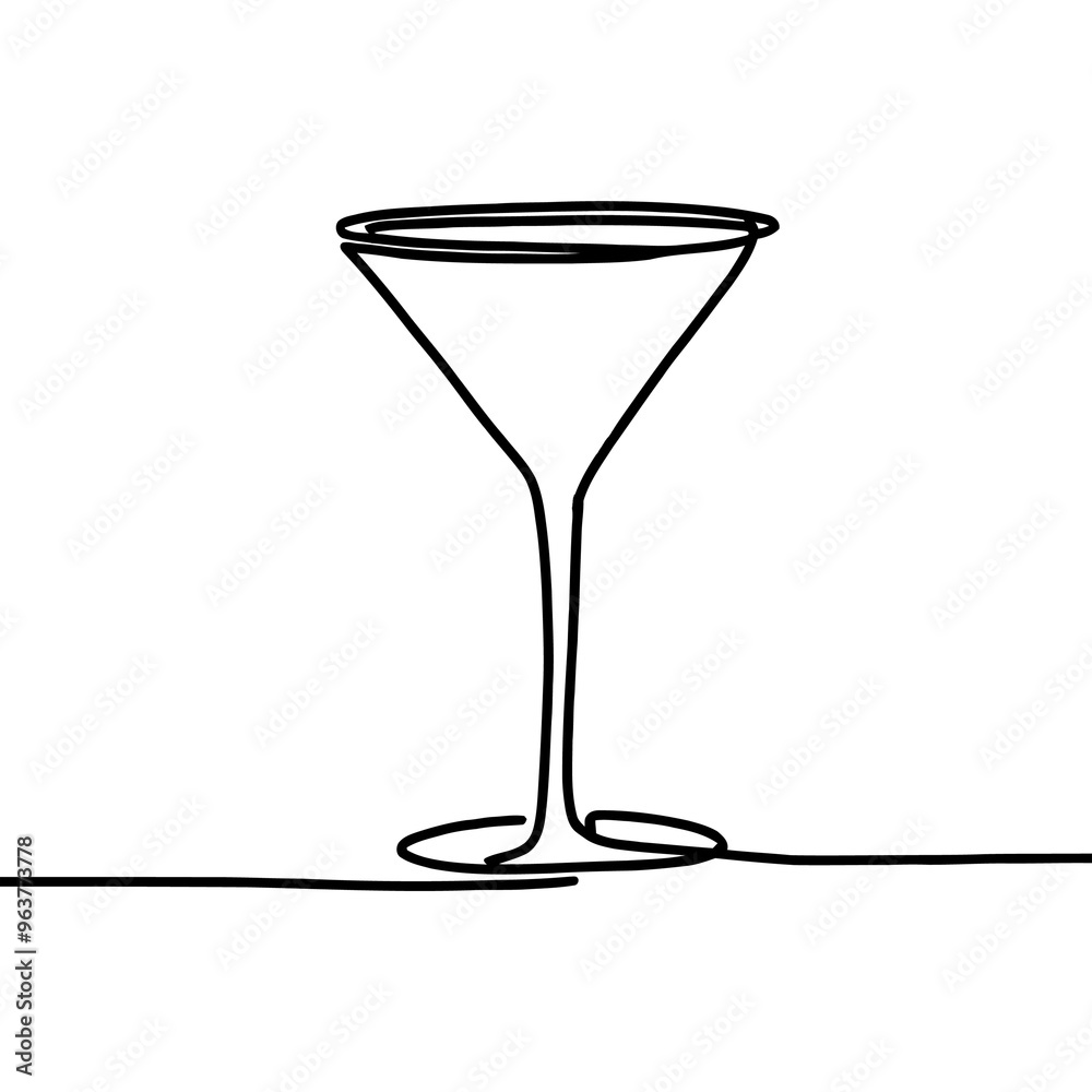 line drawing of Cocktail glass line drawing of Cocktail glass