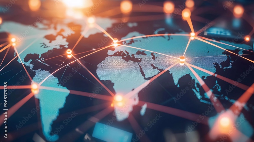 global network connection and data exchanges worldwide on work place background, nice business network communication and technology concept
global network connection and data exchanges worldwide on work place background, nice business network communication and technology concept