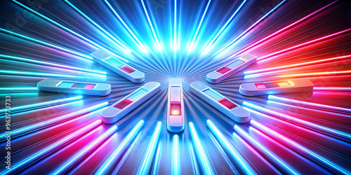 Wallpaper Mural 3D Glowing Abstract Art of Blood Glucose Test Strips with Neon Elements for World Diabetes Day | Sleek Medical Concept Background Torontodigital.ca