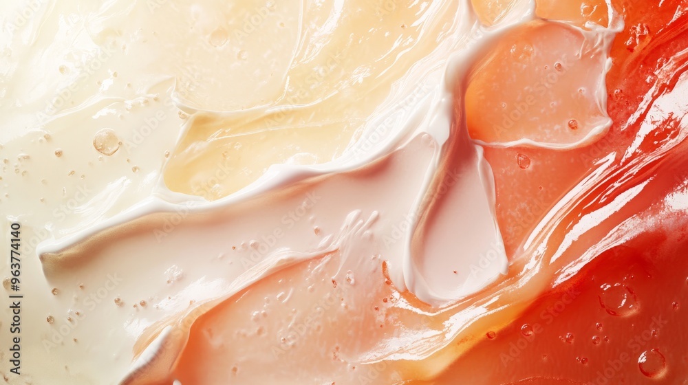 Fototapeta premium Abstract Swirls of White Peach and Red Gel Texture