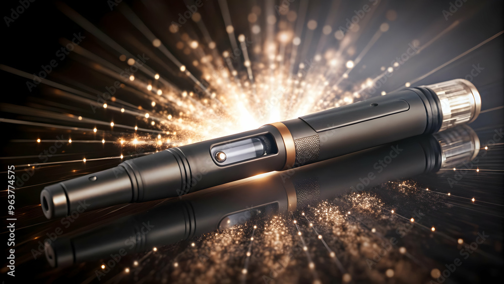 Futuristic 3D Glowing Digital Insulin Pen with Neon Light Rays for World Diabetes Day - Abstract Medical Concept Futuristic 3D Glowing Digital Insulin Pen with Neon Light Rays for World Diabetes Day - Abstract Medical Concept