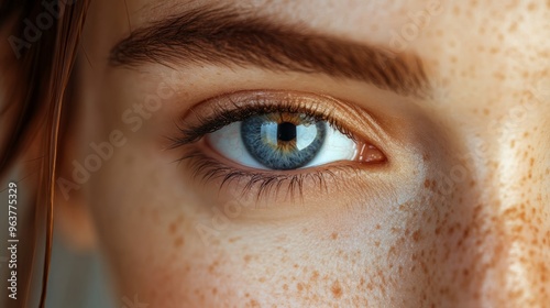 Closeup of a Blue Eye with Freckles