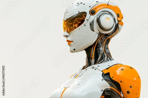 Brainwave activity Brain Vision Futuristic conceptual portrait of a humanoid robot symbolizing artificial intelligence technological innovation and the future of human robot interactions