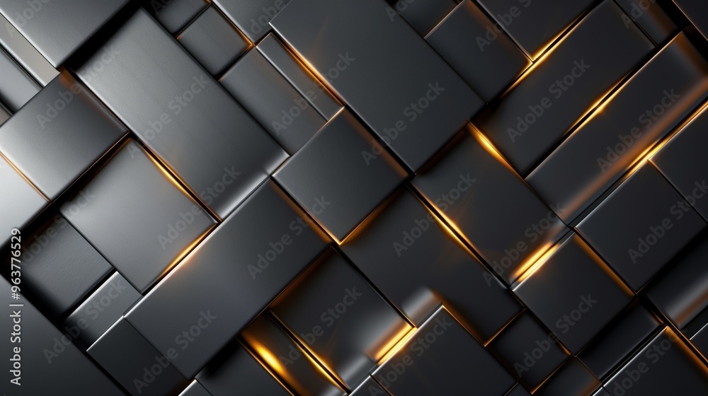 Metallic Geometric Pattern with Glowing Accents Metallic Geometric Pattern with Glowing Accents