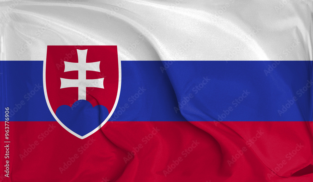 Fototapeta premium An up close view of Slovakia flag flying textures