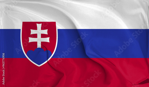 An up close view of Slovakia flag flying textures