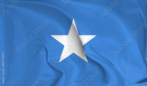 An up close view of Somalia flag flying textures