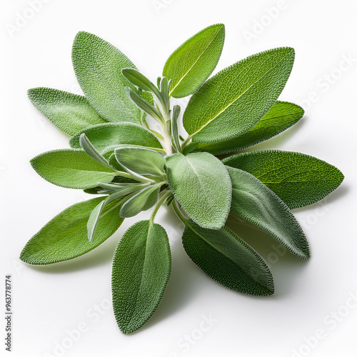 Sage isolated on white background. Salvia officinalis. photo