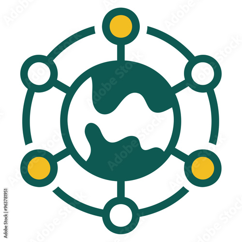 Networking yellow and green colored icon