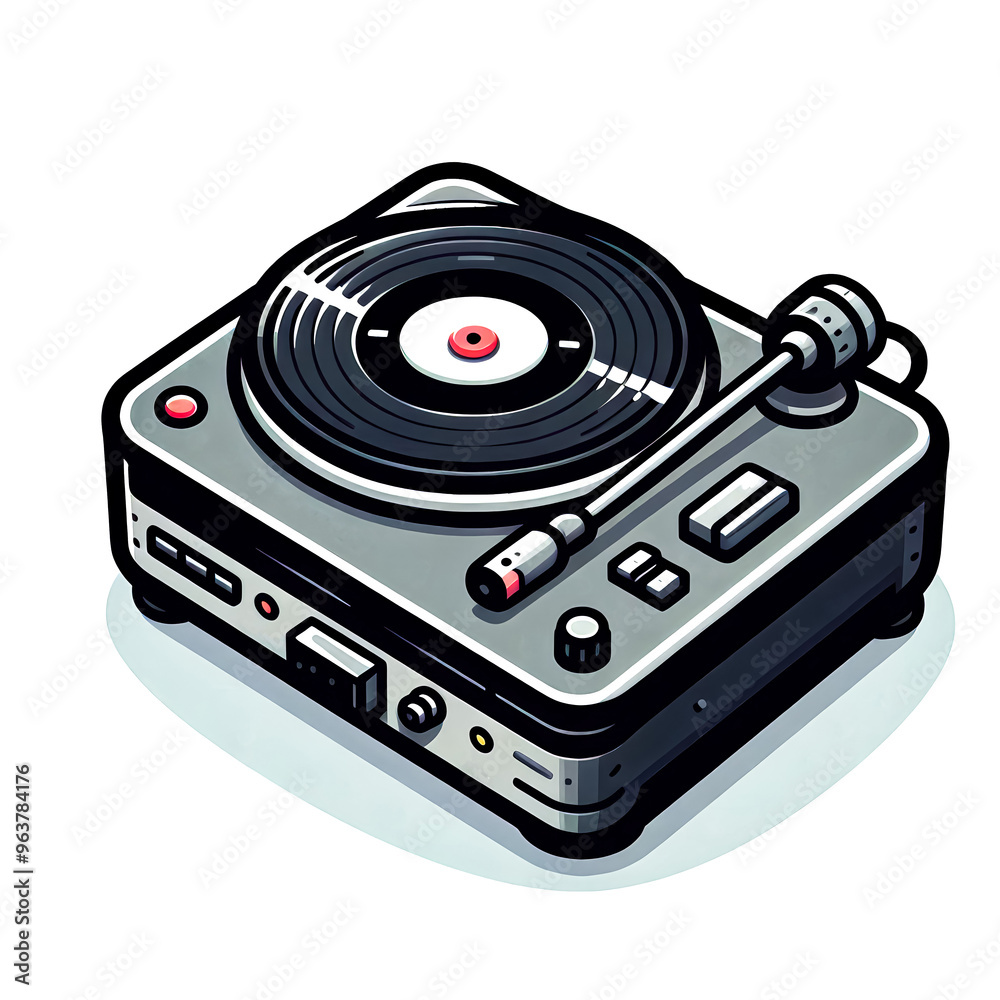 Isolated vector illustration of a record player on a white background. Isolated vector illustration of a record player on a white background.