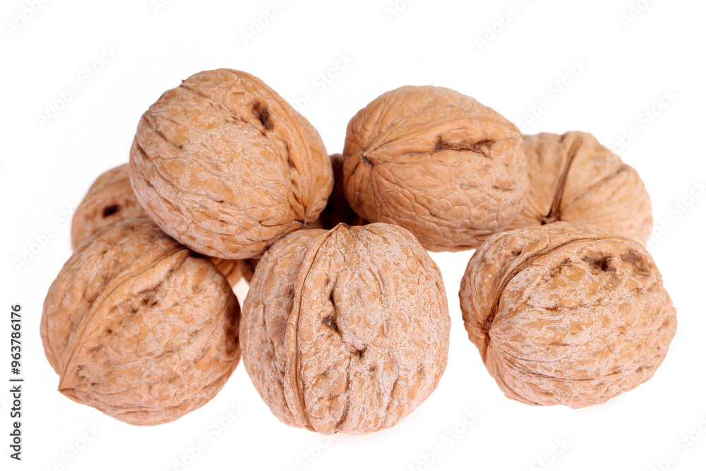 Walnuts are isolated on a white background, Walnuts are isolated on a white background,