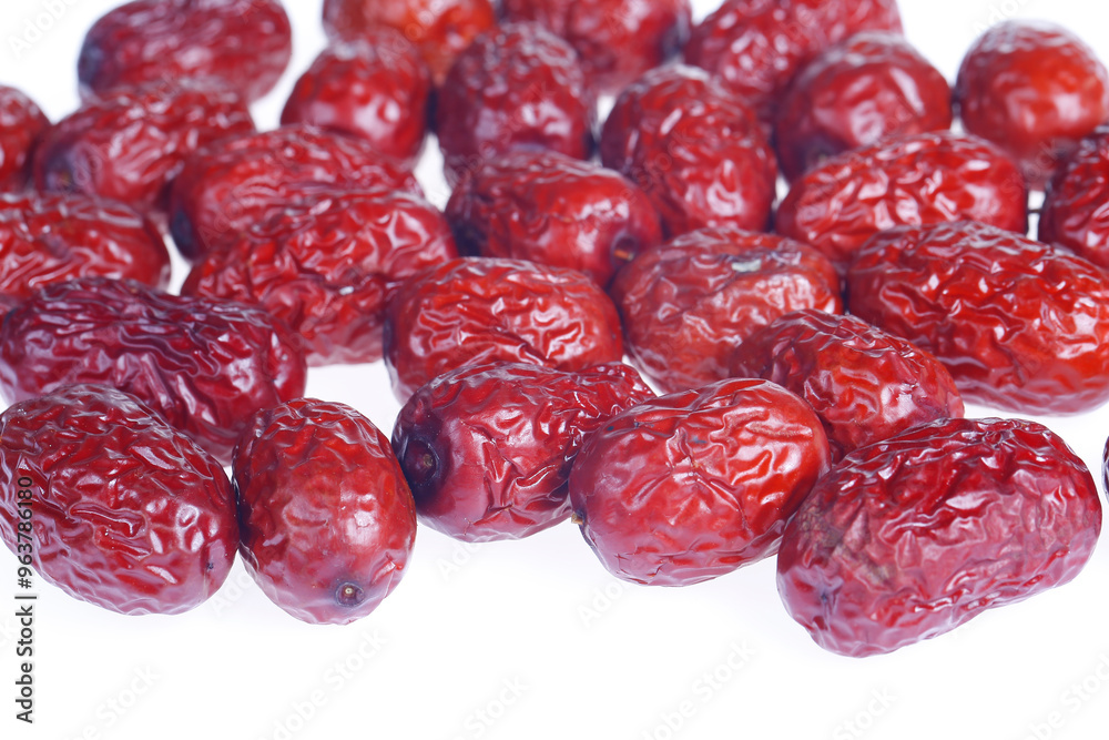 Red dates are isolated on a white background