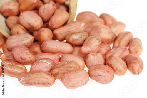 Peeled peanut kernels isolated on a white background