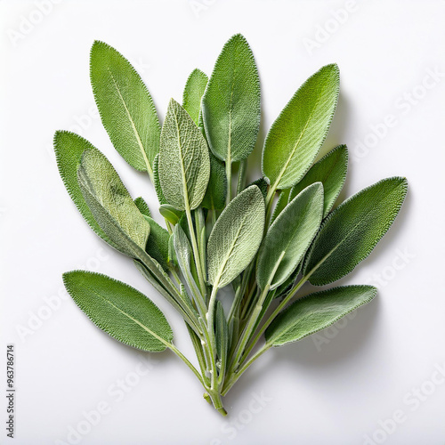 Sage isolated on white background. Salvia officinalis. photo