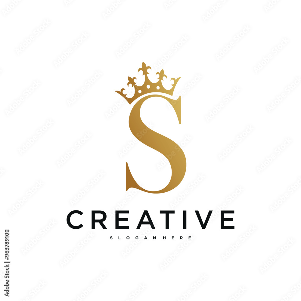 Fototapeta premium Elegant initial letter S with crown logo design. Premium Vector