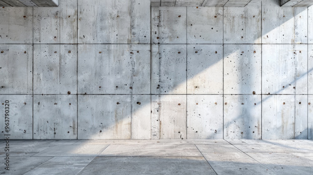 Partial view of the white reinforced concrete wall with brutalist design. Partial view of the white reinforced concrete wall with brutalist design.