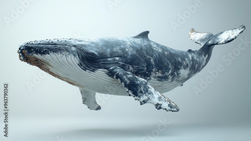 Detailed image of a gray whale against a plain white background, highlighting its unique texture photo