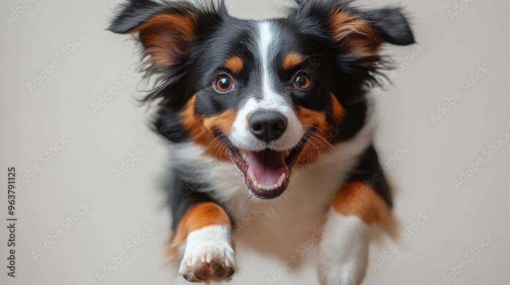 Dog jumping on white background Dog jumping on white background