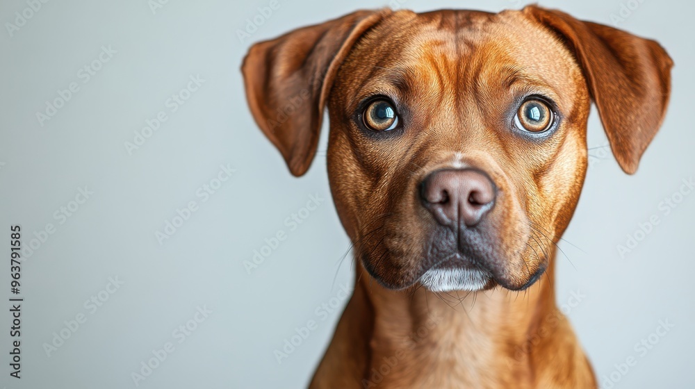 Dog portrait with a serious expression on white background Dog portrait with a serious expression on white background