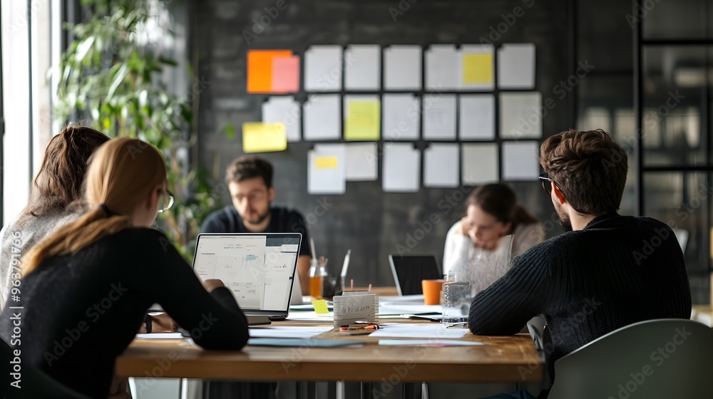 Business people are planning a meeting in the office and have a lot of information and are working hard. Business people are planning a meeting in the office and have a lot of information and are working hard.