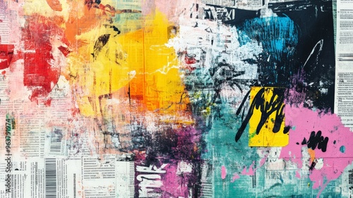 Wallpaper Mural Vibrant abstract art with a mix of colors and patterns, blending textures and forms for a dynamic visual experience. Torontodigital.ca