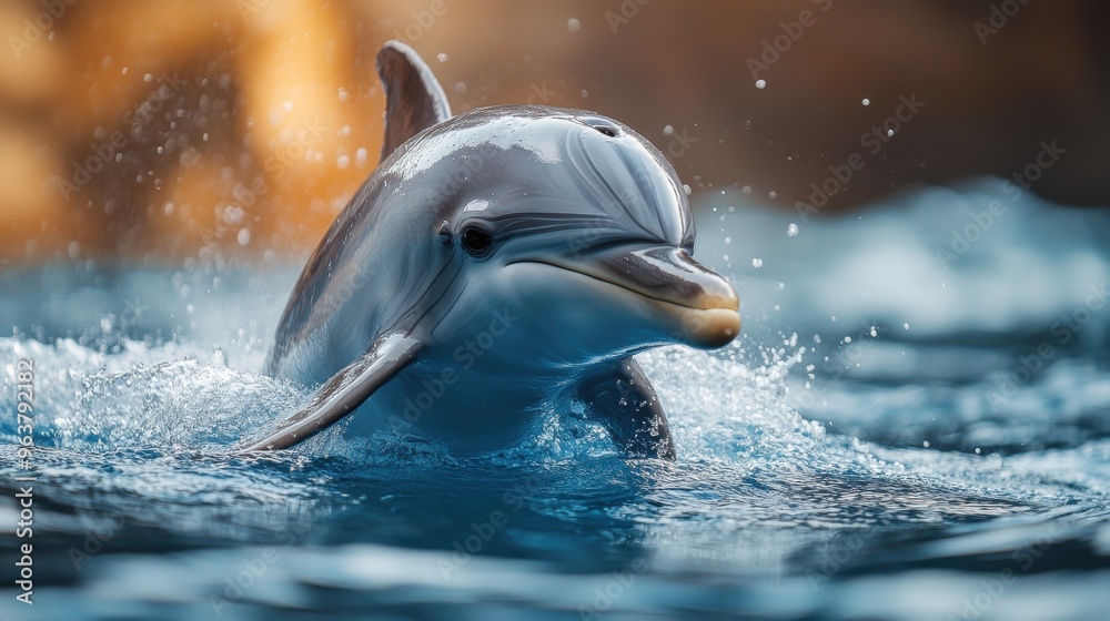 Fototapeta premium Dolphin swimming, isolated on white